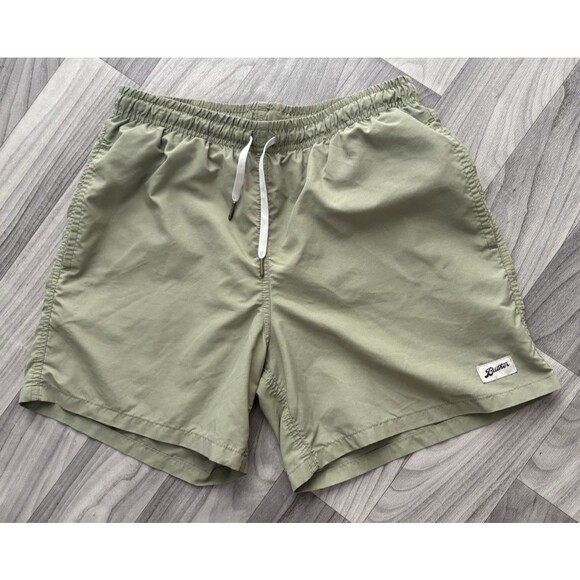 Bather Swim Trunks Shorts Mens Medium Olive Green Drawstring Liner Pool Beach - Picture 1 of 16